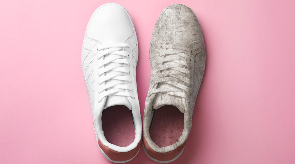 How to get stains our of white shoes.