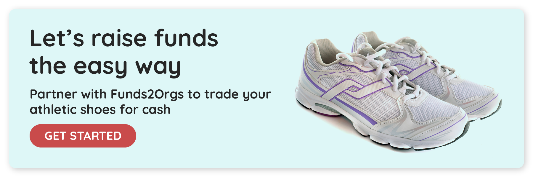 Click to start a shoe drive fundraiser with Funds2Orgs for your sports team.