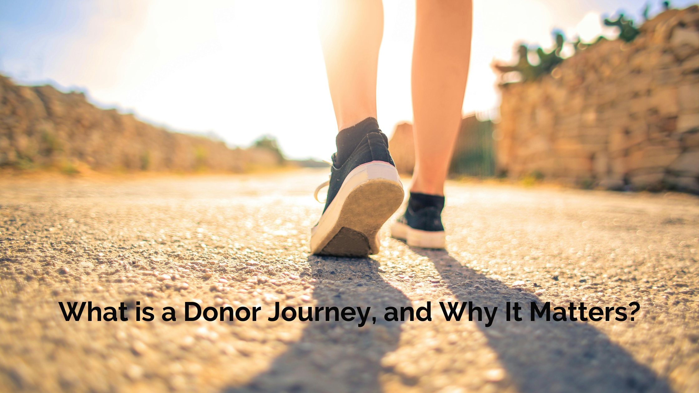 Person walking on a journey with text, What is a Donor Journey.