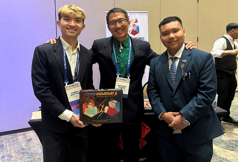 VGCD Academy students present their Studio Showdown project at a leadership event featured on the Funds2Orgs partnership page.