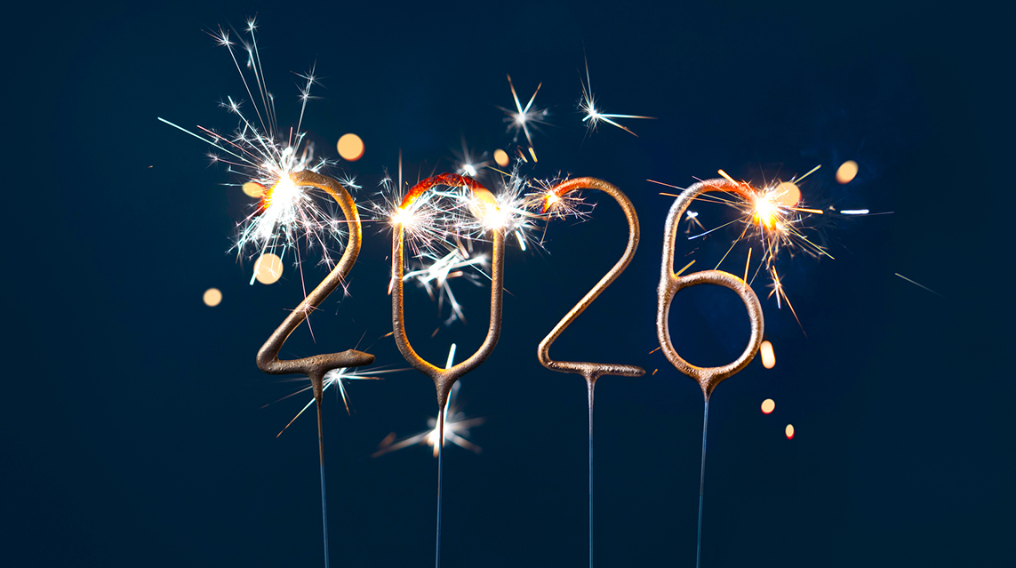 Glowing sparkler numbers forming New Year 2026 on a dark background, symbolizing emerging nonprofit trends and the shift toward the year ahead.