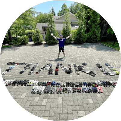 Thank you spelled out on the ground.